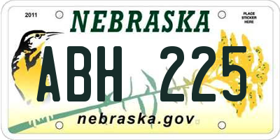 NE license plate ABH225