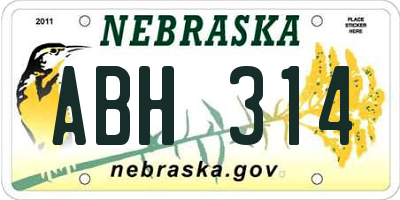 NE license plate ABH314