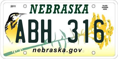 NE license plate ABH316