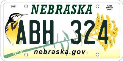 NE license plate ABH324