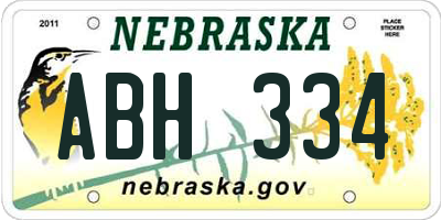 NE license plate ABH334