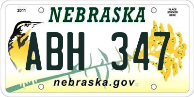 NE license plate ABH347