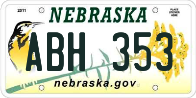 NE license plate ABH353