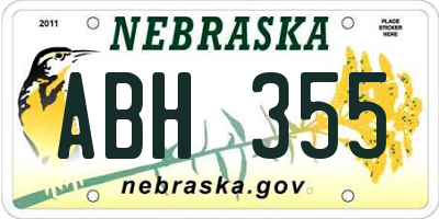 NE license plate ABH355