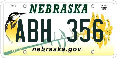 NE license plate ABH356