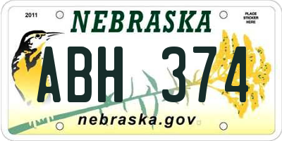 NE license plate ABH374