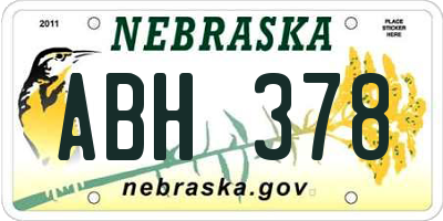 NE license plate ABH378