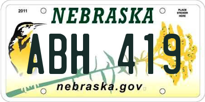 NE license plate ABH419