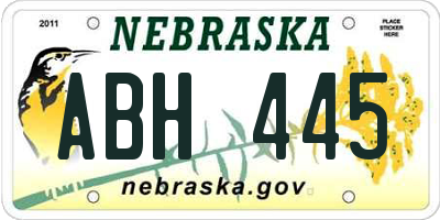 NE license plate ABH445