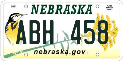 NE license plate ABH458