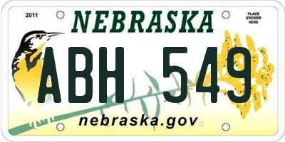 NE license plate ABH549