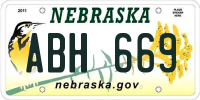 NE license plate ABH669
