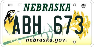 NE license plate ABH673