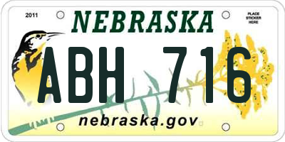 NE license plate ABH716