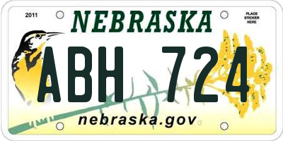 NE license plate ABH724