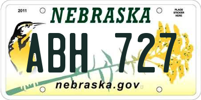 NE license plate ABH727