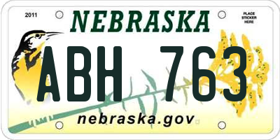 NE license plate ABH763