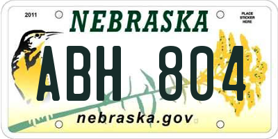 NE license plate ABH804