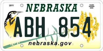 NE license plate ABH854