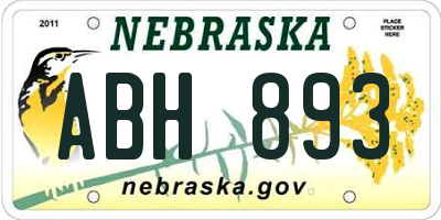 NE license plate ABH893