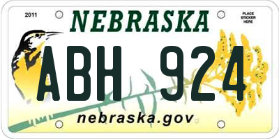 NE license plate ABH924