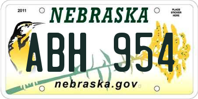 NE license plate ABH954
