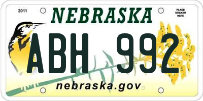 NE license plate ABH992