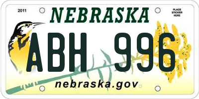 NE license plate ABH996