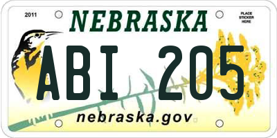 NE license plate ABI205