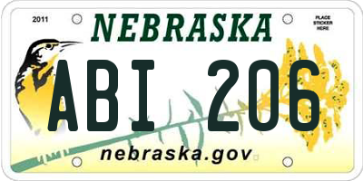 NE license plate ABI206