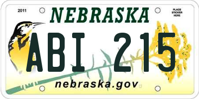 NE license plate ABI215