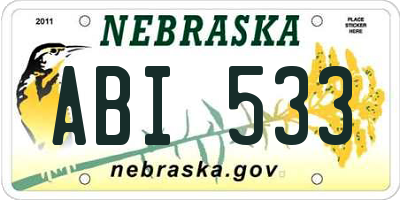 NE license plate ABI533
