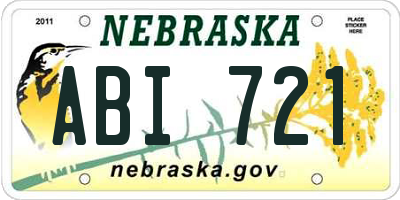 NE license plate ABI721