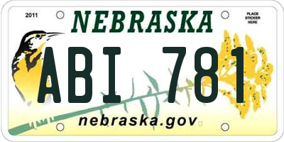 NE license plate ABI781