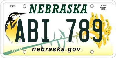 NE license plate ABI789