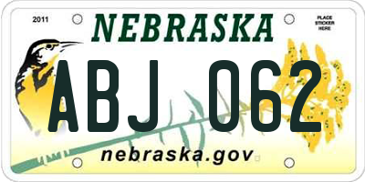 NE license plate ABJ062