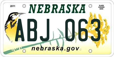 NE license plate ABJ063