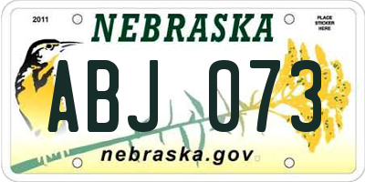 NE license plate ABJ073