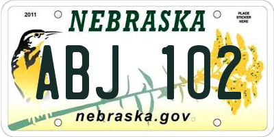 NE license plate ABJ102