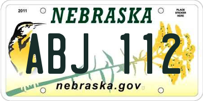 NE license plate ABJ112