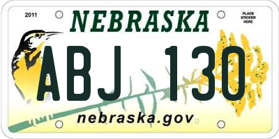NE license plate ABJ130