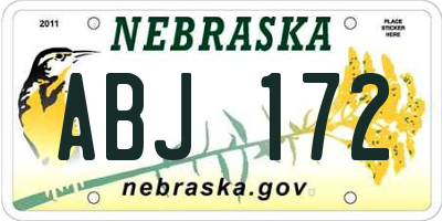 NE license plate ABJ172