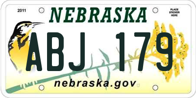 NE license plate ABJ179