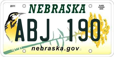 NE license plate ABJ190