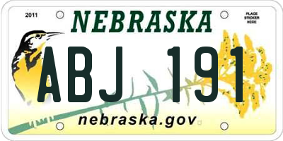NE license plate ABJ191