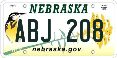 NE license plate ABJ208