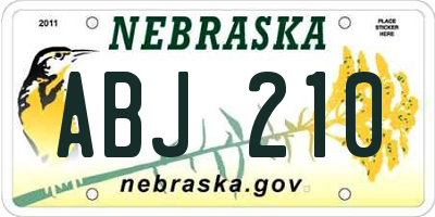 NE license plate ABJ210