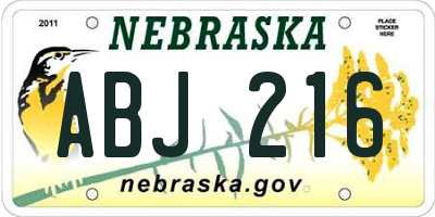 NE license plate ABJ216