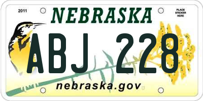 NE license plate ABJ228