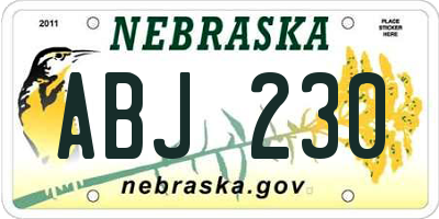 NE license plate ABJ230